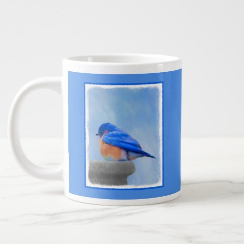Bluebird Painting _ Original Bird Art Giant Coffee Mug