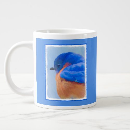 Bluebird Painting _ Original Bird Art Giant Coffee Mug