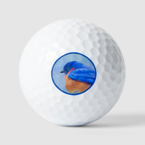 Bluebird Painting _ Original Bird Art Golf Balls