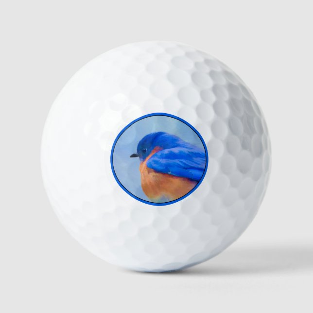 Bluebird Painting - Original Bird Art Golf Balls (Front)