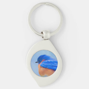 Bluebird Painting - Original Bird Art Keychain