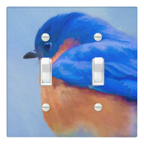 Bluebird Painting _ Original Bird Art Light Switch Cover