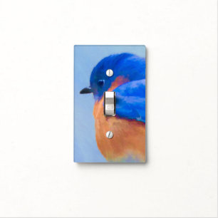 Bluebird Painting - Original Bird Art Light Switch Cover