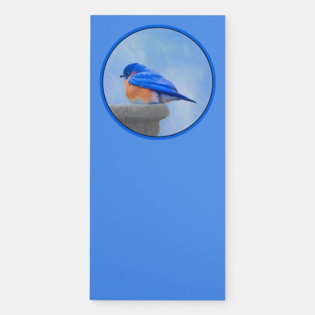 Bluebird Painting - Original Bird Art Magnetic Notepad (Front)