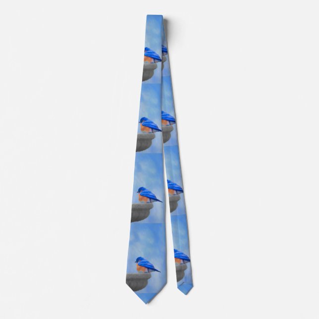 Bluebird Painting - Original Bird Art Neck Tie (Front)