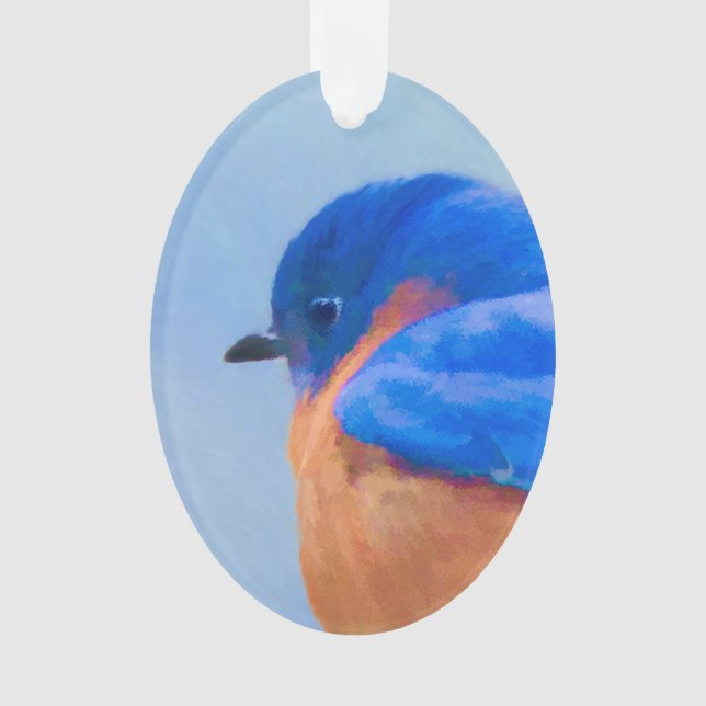 Bluebird Painting - Original Bird Art Ornament (Front)