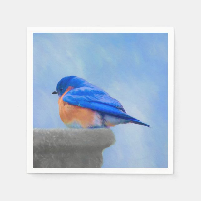 Bluebird Painting - Original Bird Art Paper Napkins (Front)