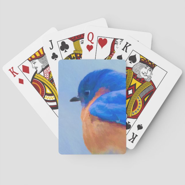 Bluebird Painting - Original Bird Art Poker Cards (Back)