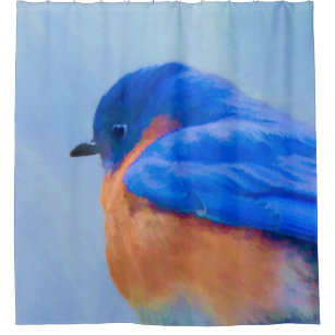 Bluebird Painting - Original Bird Art Shower Curtain