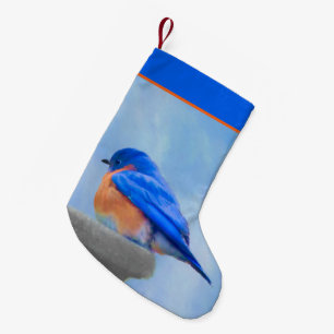 Bluebird Painting - Original Bird Art Small Christmas Stocking