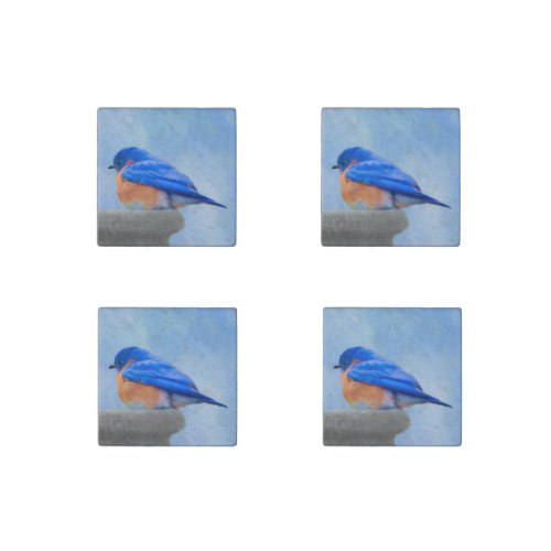 Bluebird Painting _ Original Bird Art Stone Magnet