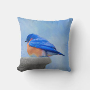 Bluebird Painting - Original Bird Art Throw Pillow