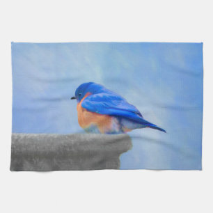 Bluebird Painting - Original Bird Art Towel