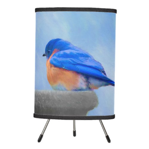 Bluebird Painting _ Original Bird Art Tripod Lamp