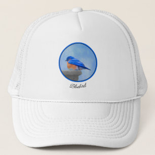 Bluebird Painting - Original Bird Art Trucker Hat
