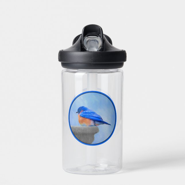 Bluebird Painting - Original Bird Art Water Bottle (Front)