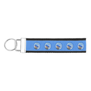 Bluebird Painting - Original Bird Art Wrist Keychain