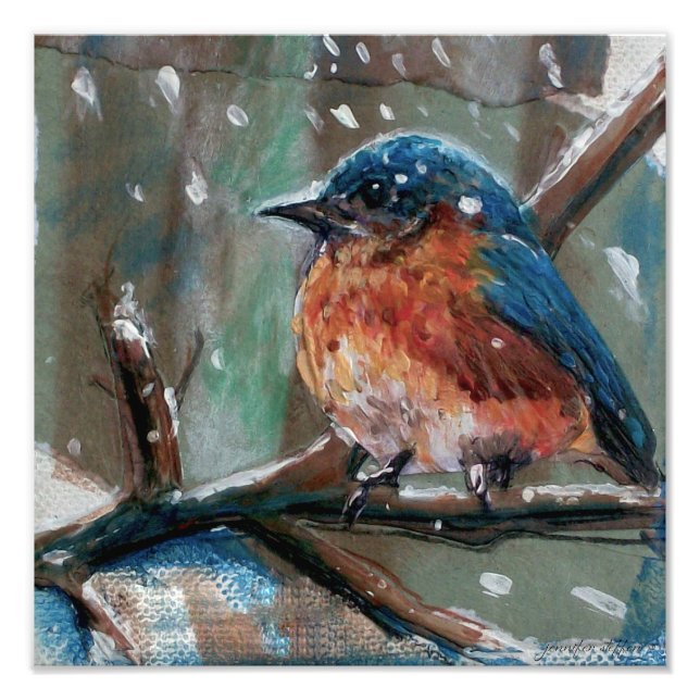 Bluebird Painting Winter Art Photo Print (Front)