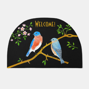 Bluebird Pair Black Moon Doormat