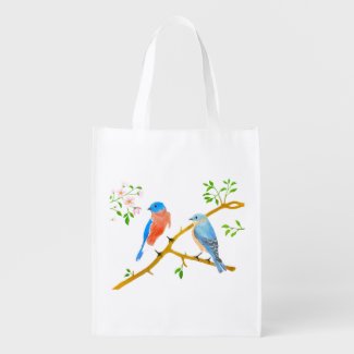 Bluebird Pair Grocery Bag