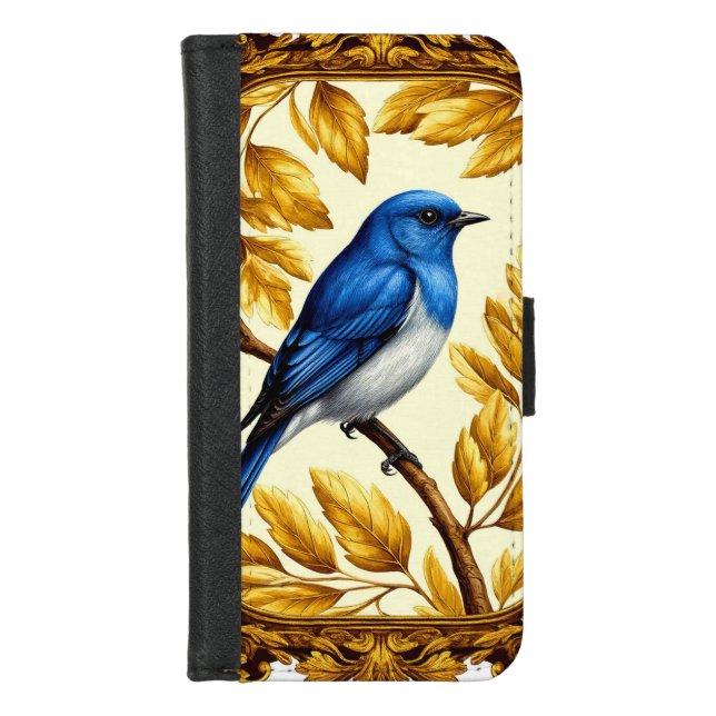 Bluebird Perched on a Branch iPhone Wallet Case (Front)