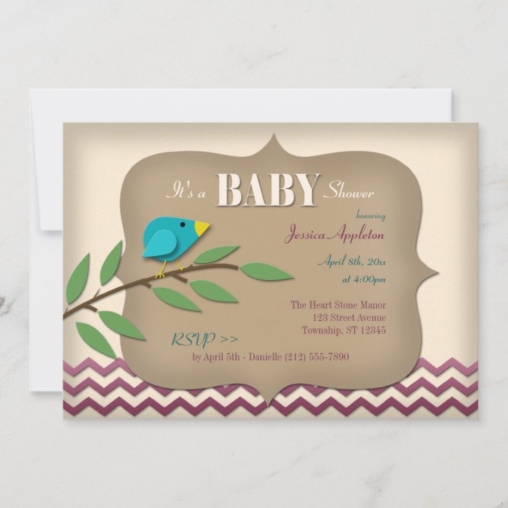 Bluebird Scrapbook Style Baby Shower Invitations Zazzle