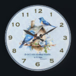Bluebird Scripture Clock Birdhouse Ecclesiastes<br><div class="desc">Pretty blue bird kitchen clock with bible passage - Ecclesiastes 3:11  "He hath made all things beautiful in it's time".  Part of a matching set.</div>
