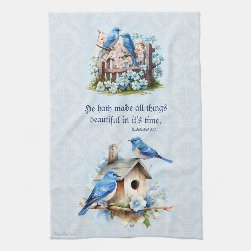 Bluebird Scripture Towel Birdhouse Ecclesiastes