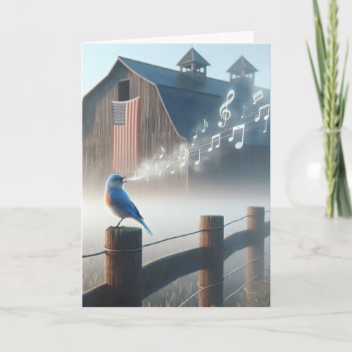 Bluebird Singing In Morning Mist Card