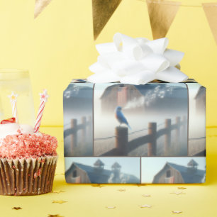 Bluebird Singing In Morning Mist Wrapping Paper