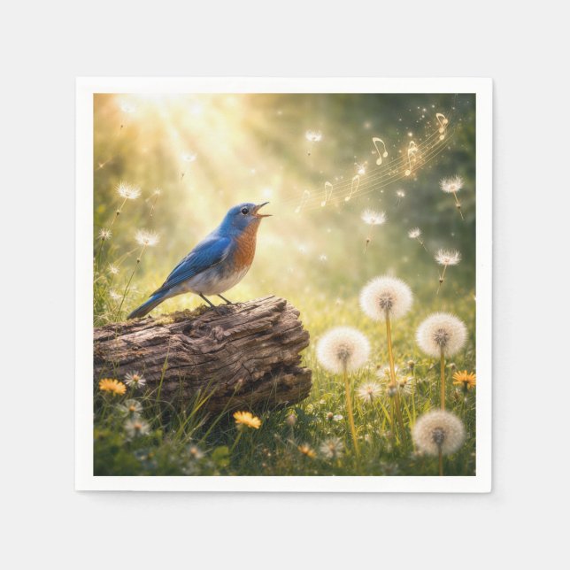 Bluebird Singing in Sunshine Napkins (Front)