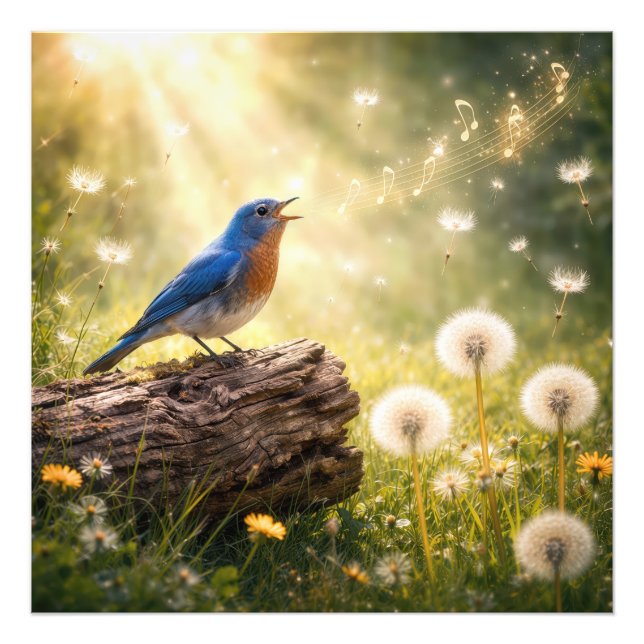 Bluebird Singing in Sunshine Photo Print (Front)