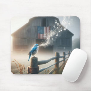 Bluebird Singing On a Country Fence Mouse Pad