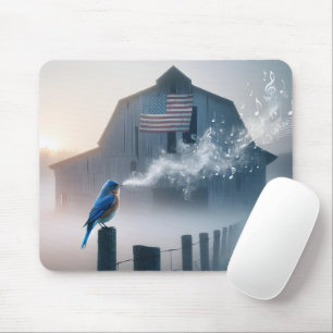 Bluebird Singing On a Fence Post Mouse Pad