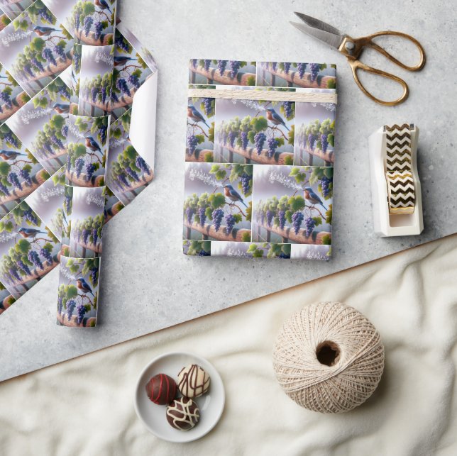 Bluebird Singing On a Grapevine Wrapping Paper (Crafts)