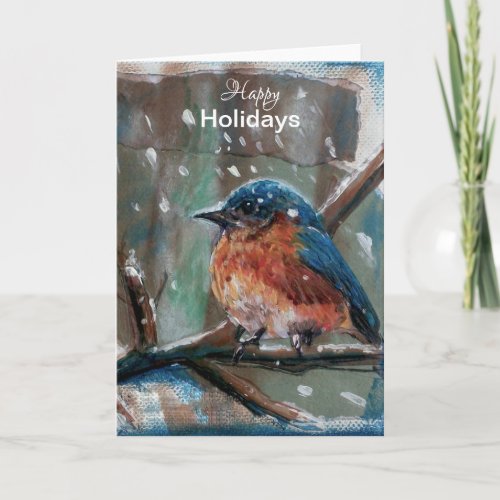 Bluebird Snow Winter Happy Holidays Card