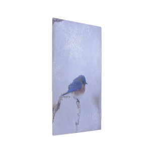Bluebird Snowy Trees in Winter Metal Print