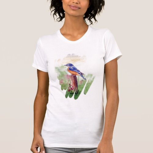 Bluebird Song Splash Ladies Tshirt