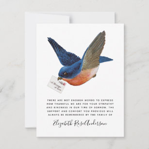 Bluebird Sympathy Funeral Memorial  Thank You Card