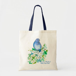 Bluebird Syringa Watercolor Wildflowers Tote Bag