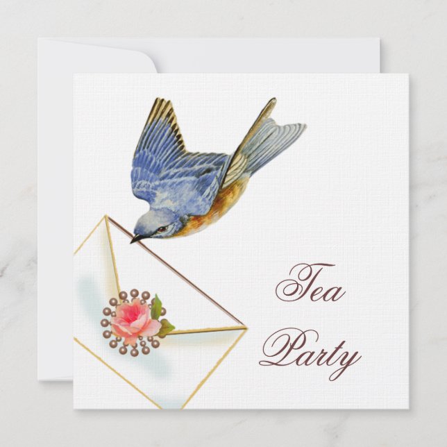 Bluebird Tea Party Invitation (Front)