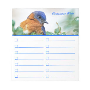 Bluebird To Do List or Grocery List Notepad