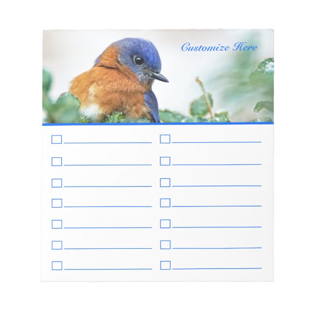 Bluebird To Do List or Grocery List Notepad (Front)