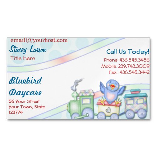 Bluebird Train Daycare Magnetic Business Card