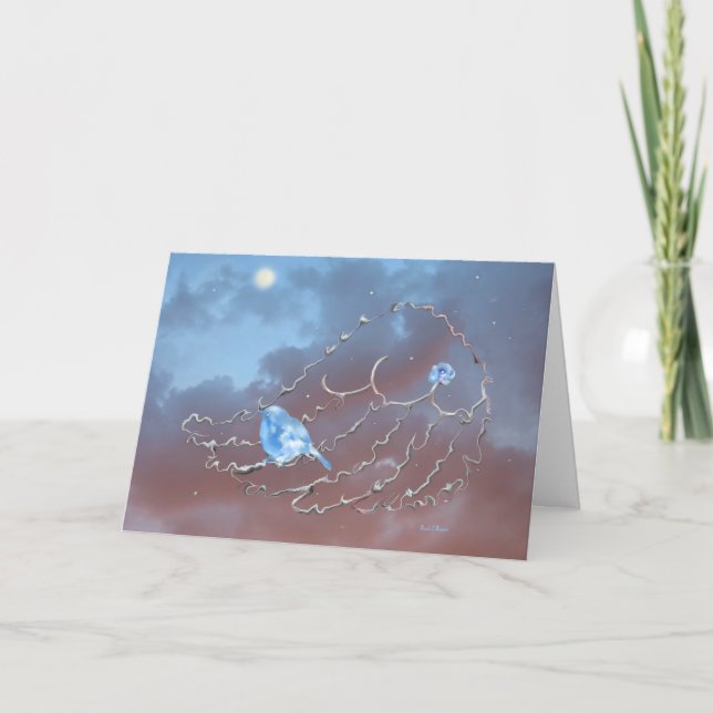 Bluebird Watching the Moon  Invitation (Front)