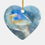 Bluebird Watercolor Art Ceramic Ornament