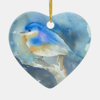 Bluebird Watercolor Art Ceramic Ornament