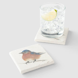 Bluebird Watercolor Art Stone Coaster