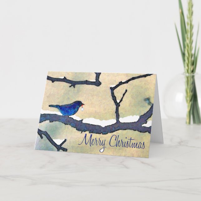 Bluebird watercolor holiday card (Front)