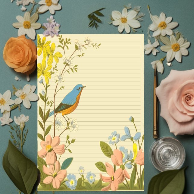 Bluebird & Wildflowers Lined Notepad (Creator Uploaded)